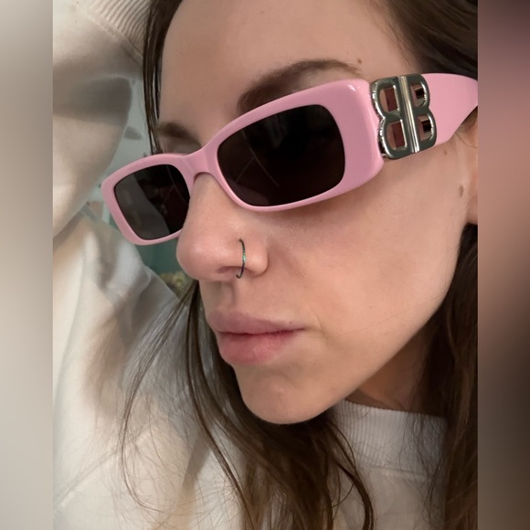 NWT - BALENCIAGA Dynasty Rectangular Sunglasses, 51mm Pink/Silver/Solid - Picture 12 of 12